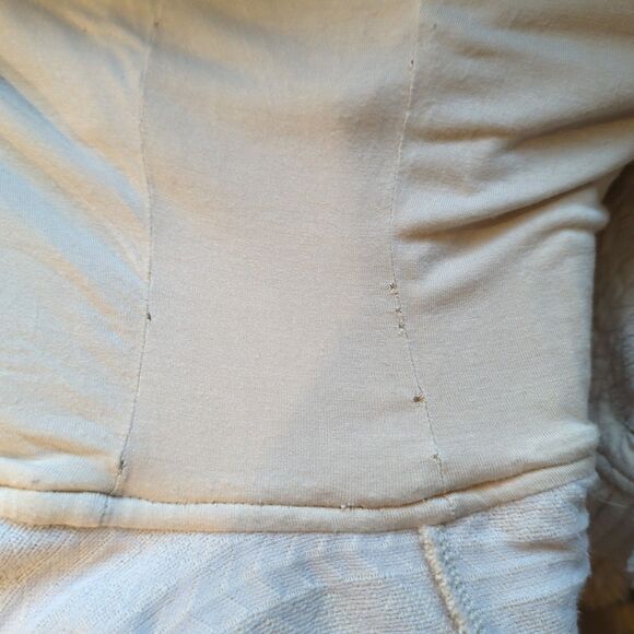 Free People Military Double Breasted Peplum Jacket 8 Cream Crochet Fringe Boho - Picture 6 of 8